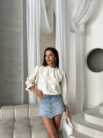 Stone Cream Lace Detailed Blouse