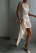 One Shoulder White Dress - Image 3