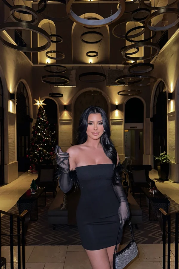 Cotton night black dress for ladies - Image 4