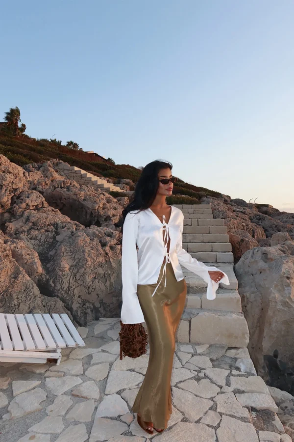 White Tie Front Shirt - Image 4