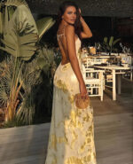 Golden yellow metallic maxi dress