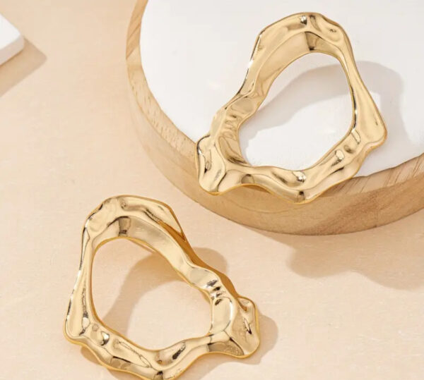 Golden Geometric Earrings - Image 3