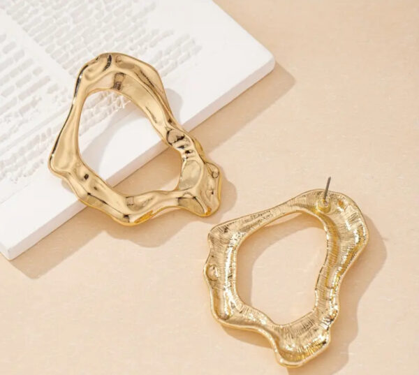 Golden Geometric Earrings - Image 2