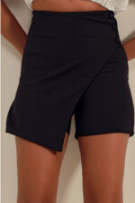 Stylish Two-Piece Black Blouse & Shorts-Skirt Set - Image 3